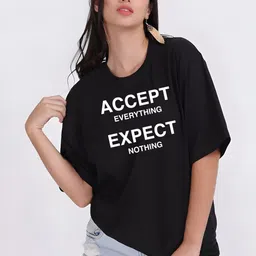 Moda Rapido Women Typography Printed Round Neck Cotton Oversized T-shirt-picture-1