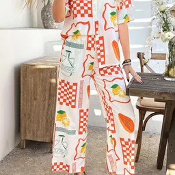 JC Mode Printed Shirt Collar Neck Shirt With Trousers Co-Ords-image-94