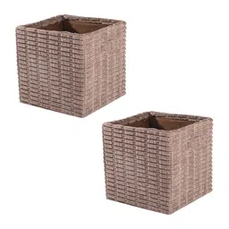 Kuber Industries Tan 2 Pieces Textured Multi-Utility Organisers-4