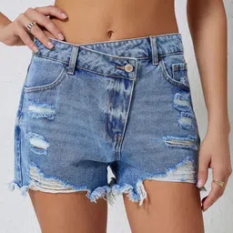 Errabelly Women Self Design High-Rise Denim Shorts-picture-24