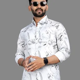 Metronaut Men Classic Abstract Printed Spread Collar Cotton Casual Shirt-image-92