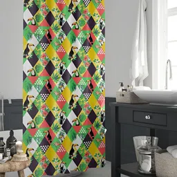 ArtzFolio Green & White Abstract Printed Waterproof Shower Curtain-12