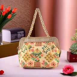 Kuber Industries Floral Structured Handheld Bag-11