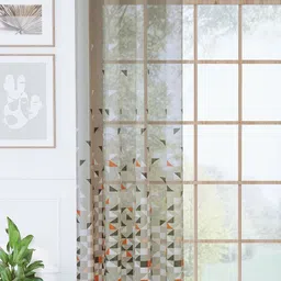 Story@home Orange & Grey Geometric Sheer Long Door Curtain-picture-9