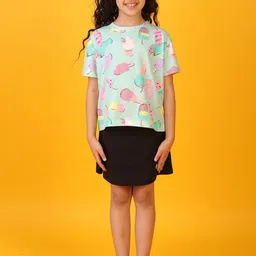 Anthrilo Girls Printed T-shirt with Skirt-image-72