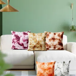 ArtzFolio Multicoloured Set of 5 Velvet Square Cushion Covers-14