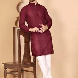 Anouk Rustic Men Embroidered Regular Chikankari Pure Cotton Kurta with Pyjamas-image-53