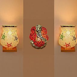 Somil Indore Mosaic Decorative Lamp Combo of Matching Wall Lamp & Blessing God Ganesh Wall Lamp, Multi Compatible with LED, Size: 14 X 14 X 19 Cm, Pack of 3.-image-74