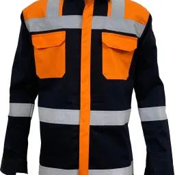Men Industrial Safety Jacket with Triple Reflective Stripes | High Visibility Striped Suit-image-35
