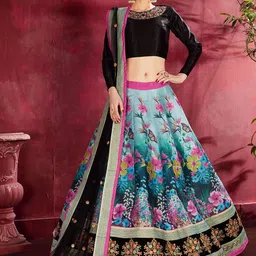 FABPIXEL Embellished Thread Work Semi-Stitched Lehenga & Unstitched Blouse With Dupatta image 4