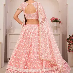 FABPIXEL Embroidered Thread Work Semi-Stitched Lehenga & Unstitched Blouse With Dupatta image 5