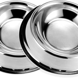 Dog Feeding Bowl Medium Size Pet Food & Water Bowl 400ml (Pack of 2 ) Stainless Steel Pet Bowl-19