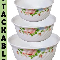 mdnsho Opalware Mixing Bowl Opalware Mixing Bowl Set with Premium Lid Microwave (500 ml, 1000 ml, 1500 ml) image 2
