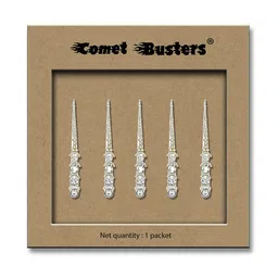Comet Busters Silver-Toned Embellished Reusable Designer Bindis - 5 Pcs image 2