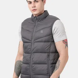 t-base Men Grey Windcheater Puffer Jacket image 3