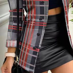 StyleCast Red Checked Longline Open Front Jacket image 3