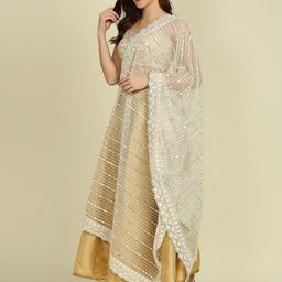 Dupatta Bazaar Mirror work Embroidered Net Dupatta image 2