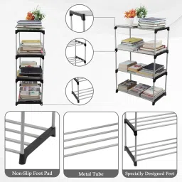 saklak 4 layer pvc black Plastic Open Book Shelf image 3