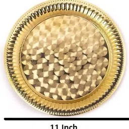 dokchan Pure Brass Pooja 11 Inch Thali Plate Flower Embossed Design For Home And Office Dinner Plate-picture-46