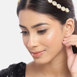 Anouk Gold-Plated Kundan Studded Matha Patti Head Jewellery-14