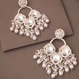 Lyriss Silver-Plated Artificial Beads Contemporary Jhumkas-picture-6