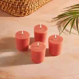 Living scapes by Pantaloons Peach-Coloured 4 pieces Pillar Candle-25