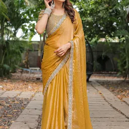 Moda Rapido Pure Chiffon Saree with Mirror Work Embroidered Border-picture-8