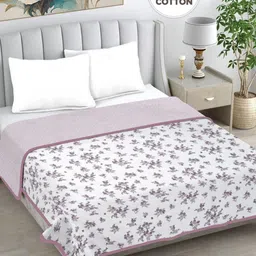 FABINALIV Coffee Brown & White Floral Printed AC Room 233 GSM Pure Cotton Double Bed Dohar-picture-12