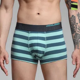 Jack & Jones Men Pack Of 3 Striped Cotton Outer Elastic Trunks-22