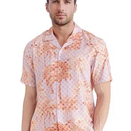 RARE RABBIT Men Comfort Relaxed Fit Cuban Collar Floral Printed Casual Shirt-image-14