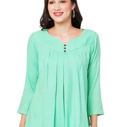 G0-4 IT Women V-Neck Gathered or Pleated Longline Top-picture-18