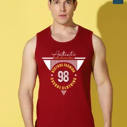 WOOSTRO Pack Of 2 Printed Cotton Gym Vests VWS26(98 MAROON)(MORE PEACOCK)-image-47