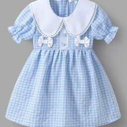 Mark & Mia Checked Peter Pan Collar Puff Sleeve Fit & Flare Dress-image-19