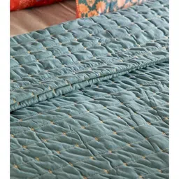 FREEDOM TREE Moira Ocean Green Quilted King Bed Cover image 2
