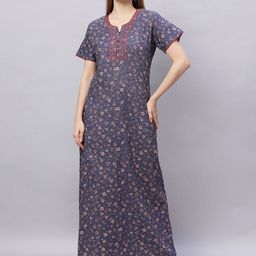 QUIRA Women Printed Maxi Nightdress-image-20