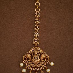 Kushal's Fashion Jewellery Gold-Plated Ruby Studded Maang Tikka Head Jewellery-image-92