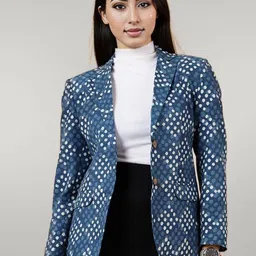 Talethread Printed Cotton Single-Breasted Blazer-picture-34