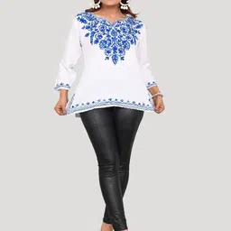 BLUE KART Floral Embroidered Chikankari Kurti-picture-21