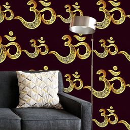 ArtzFolio Printed UV-Resistant Anti-Bacterial Hindu Om Mantra Peel & Stick Wallpaper-image-82