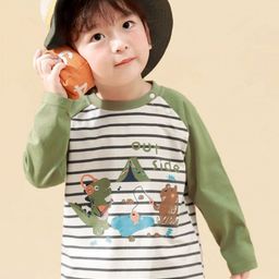 LULU & SKY Boys Striped Round Neck Cotton Oversized T-shirt-picture-45