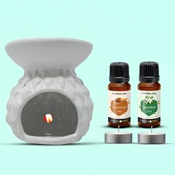 PEEPALCOMM 5Pcs White Textured Ceramic T-light Aroma Diffuser With Oils - 15 ml Each-image-70