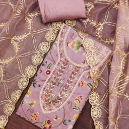 ASISA Floral Printed Beads And Stones Unstitched Dress Material-image-80