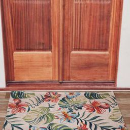 Aura Beige & Green Printed Anti Skid Doormat-19