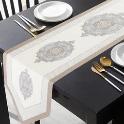 Homerz Premium Peach & Cream Motifs Ethnic Printed Anti-Skid Dining Table Runner-42
