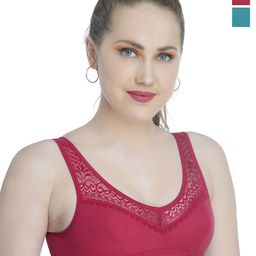 Halfspin Women Pack of 2 Full Coverage Underwired Non Padded Cotton Workout Bra-picture-49
