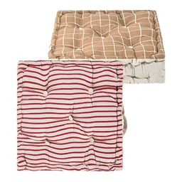 Myntra Elegant Homes 2Pcs Brown & Maroon Printed Cotton Chair Pads-13