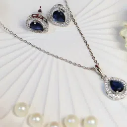 SIVA BY ANIKA Rhodium-Plated Cubic Zirconia Stone-Studded Jewellery Set-picture-4