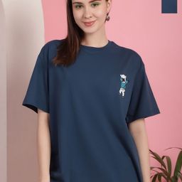Tromko Women Pack of 2 Graphic Printed Round Neck Cotton Oversized T-shirts-picture-11