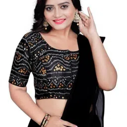 HERE&NOW Printed Round Neck Saree Blouse-picture-7