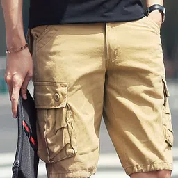 HERE&NOW Men Regular Fit Mid-Rise Cotton Cargo Shorts-image-81